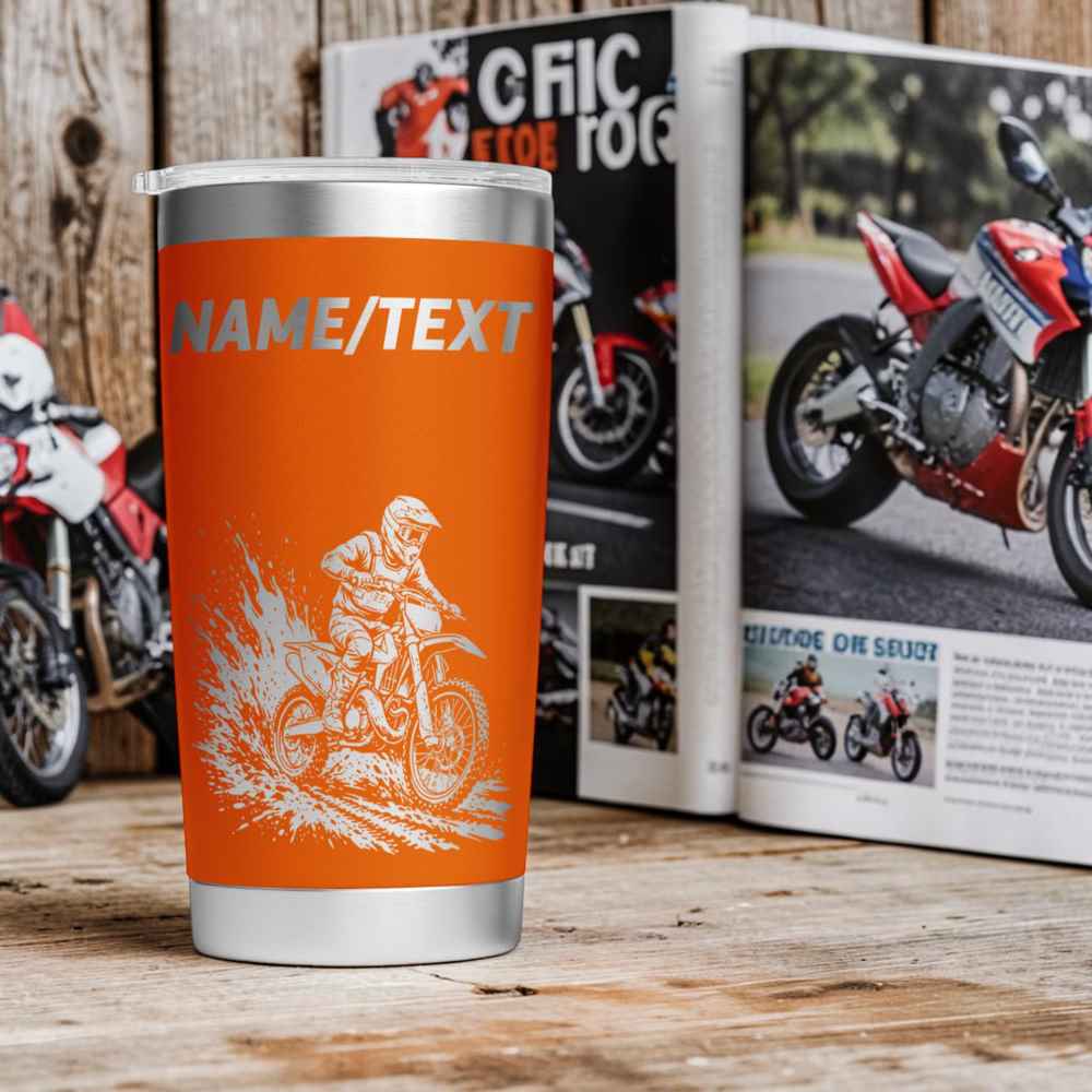 Personalised Motocross Engraved Thermal Tumbler