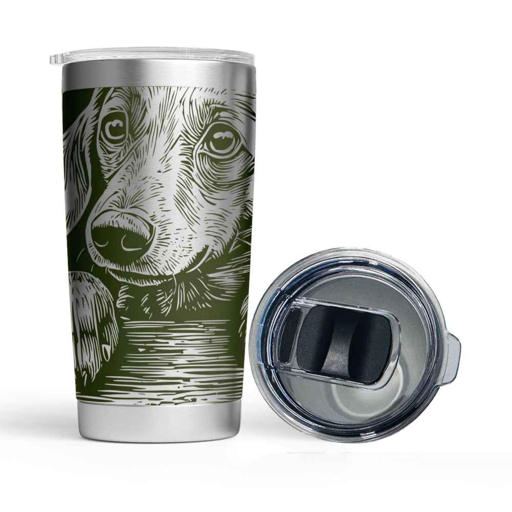 Engraved Peeking Dachshund Stainless Steel Tumbler