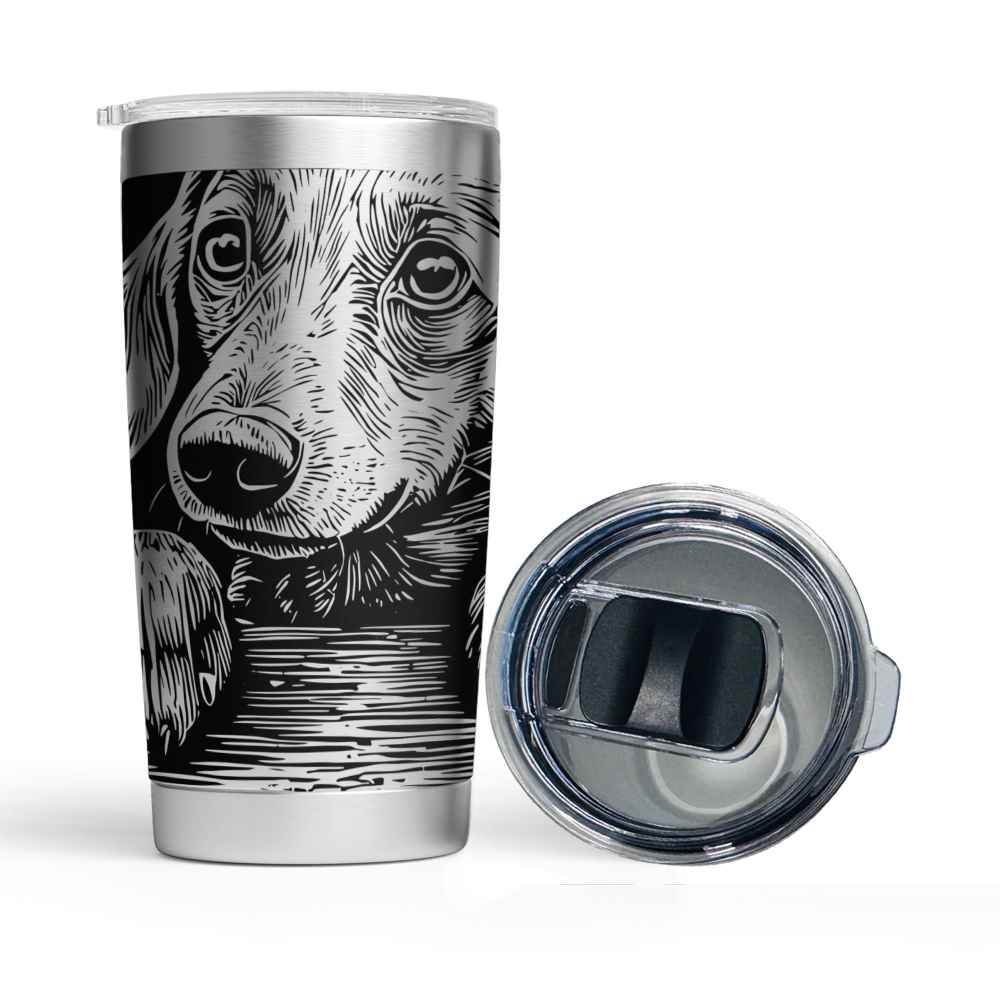 Engraved Peeking Dachshund Stainless Steel Tumbler