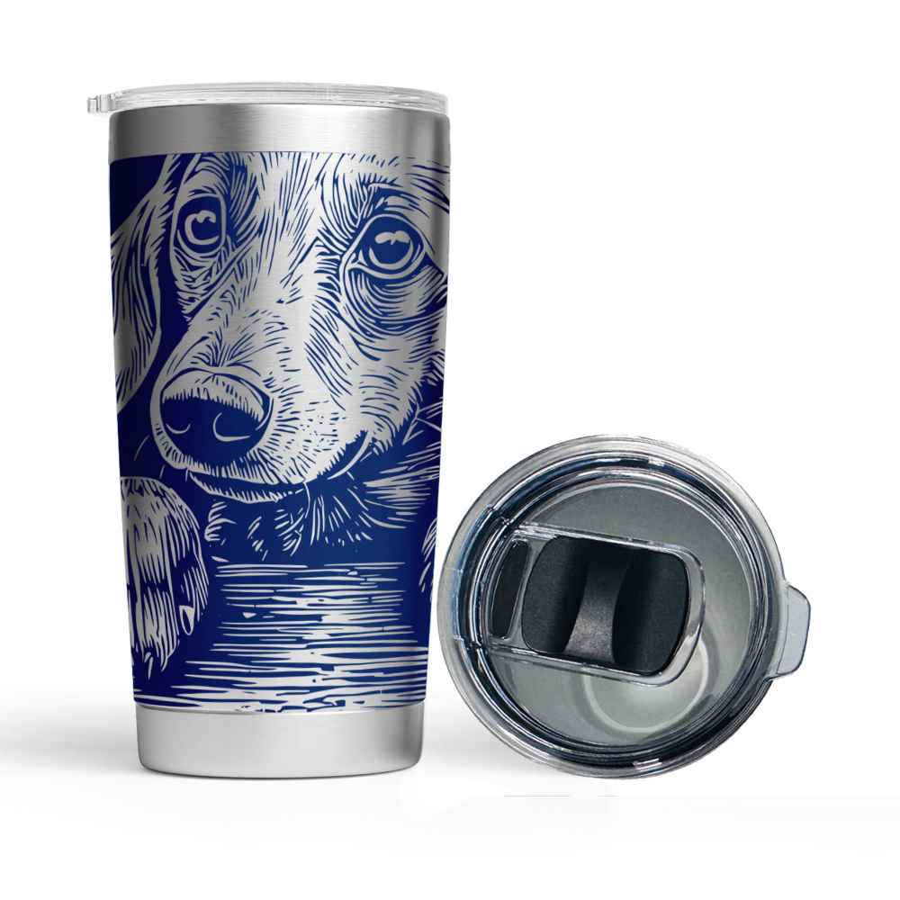 Engraved Peeking Dachshund Stainless Steel Tumbler
