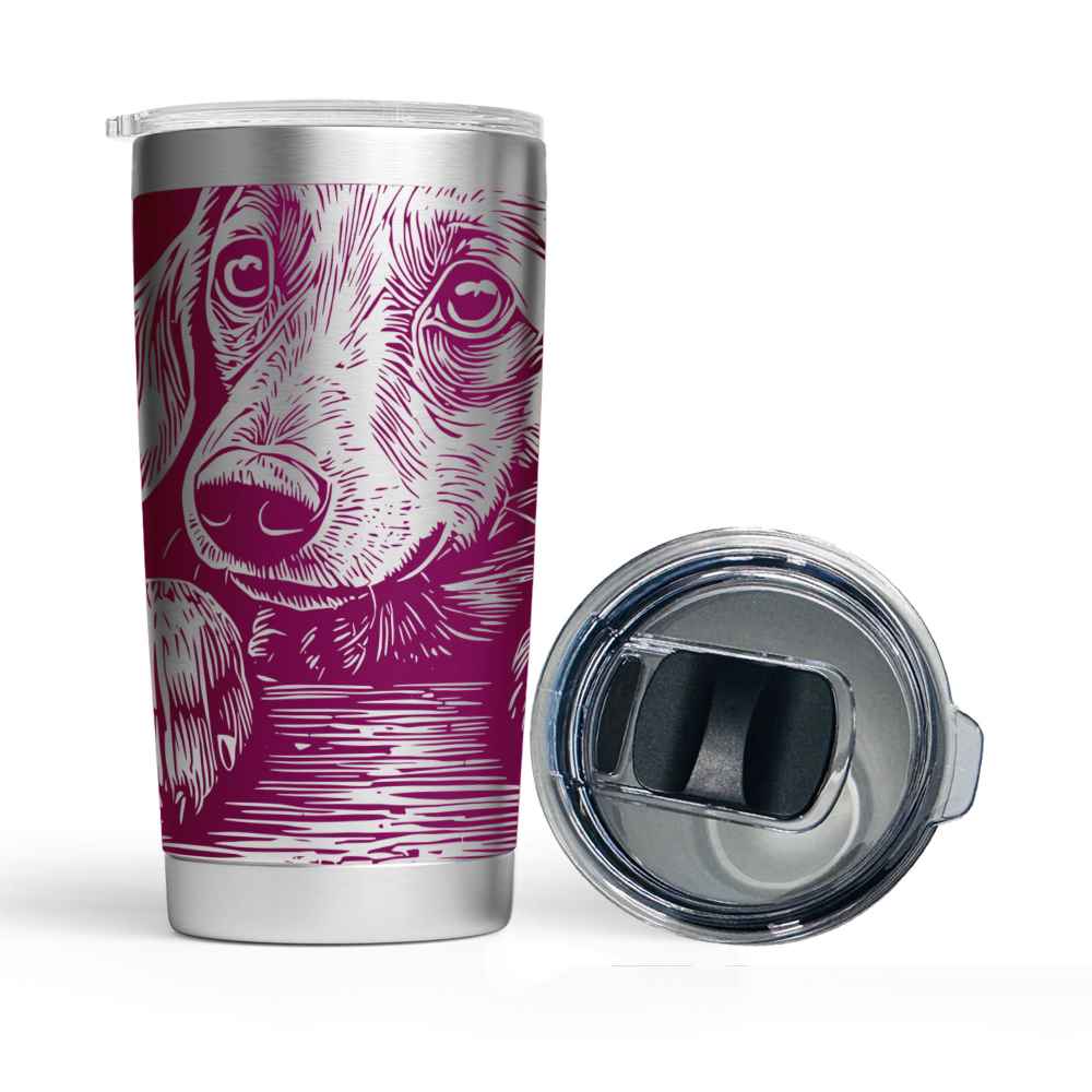 Engraved Peeking Dachshund Stainless Steel Tumbler