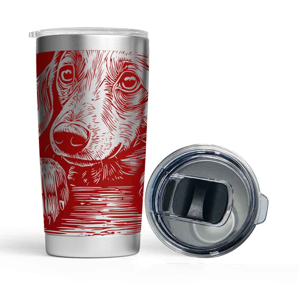 Engraved Peeking Dachshund Stainless Steel Tumbler