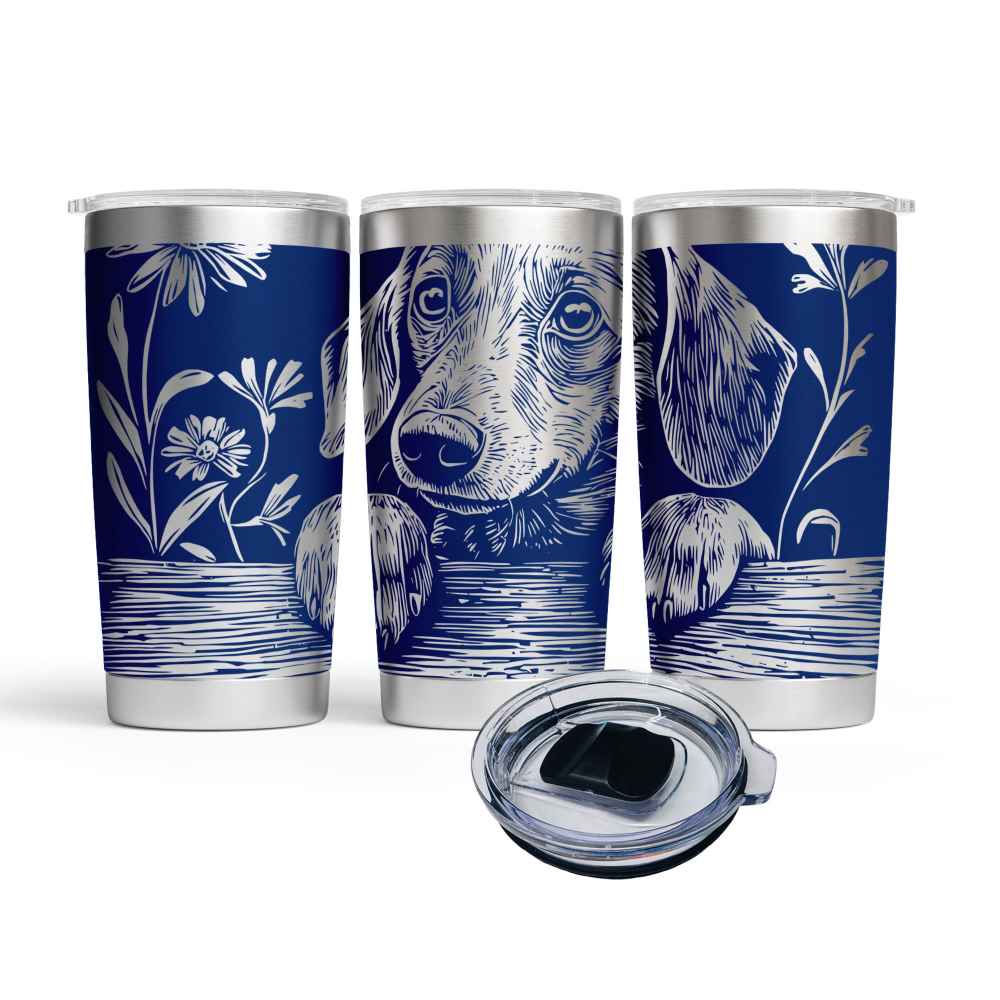 Engraved Peeking Dachshund Stainless Steel Tumbler