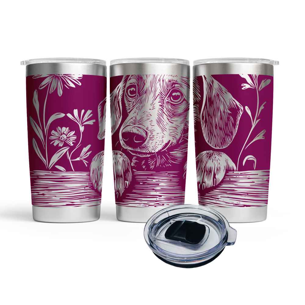 Engraved Peeking Dachshund Stainless Steel Tumbler