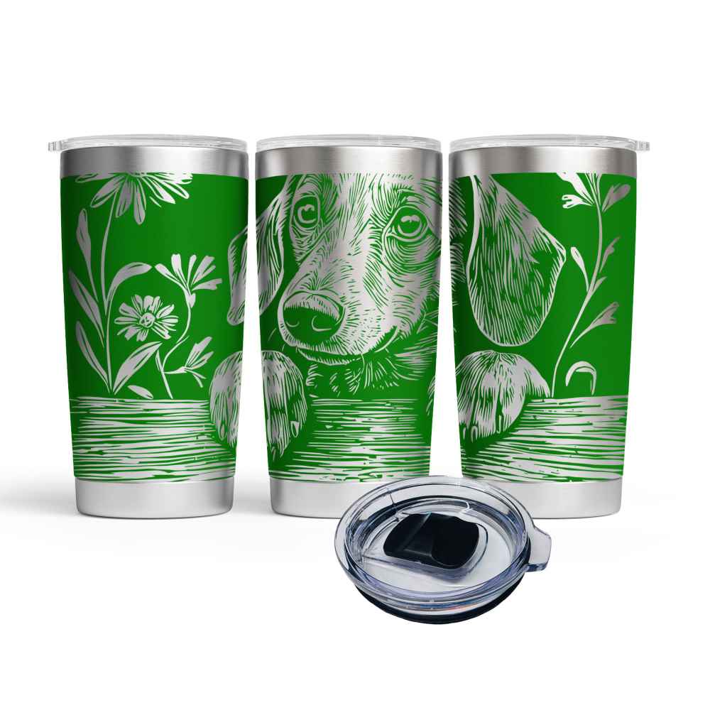 Engraved Peeking Dachshund Stainless Steel Tumbler