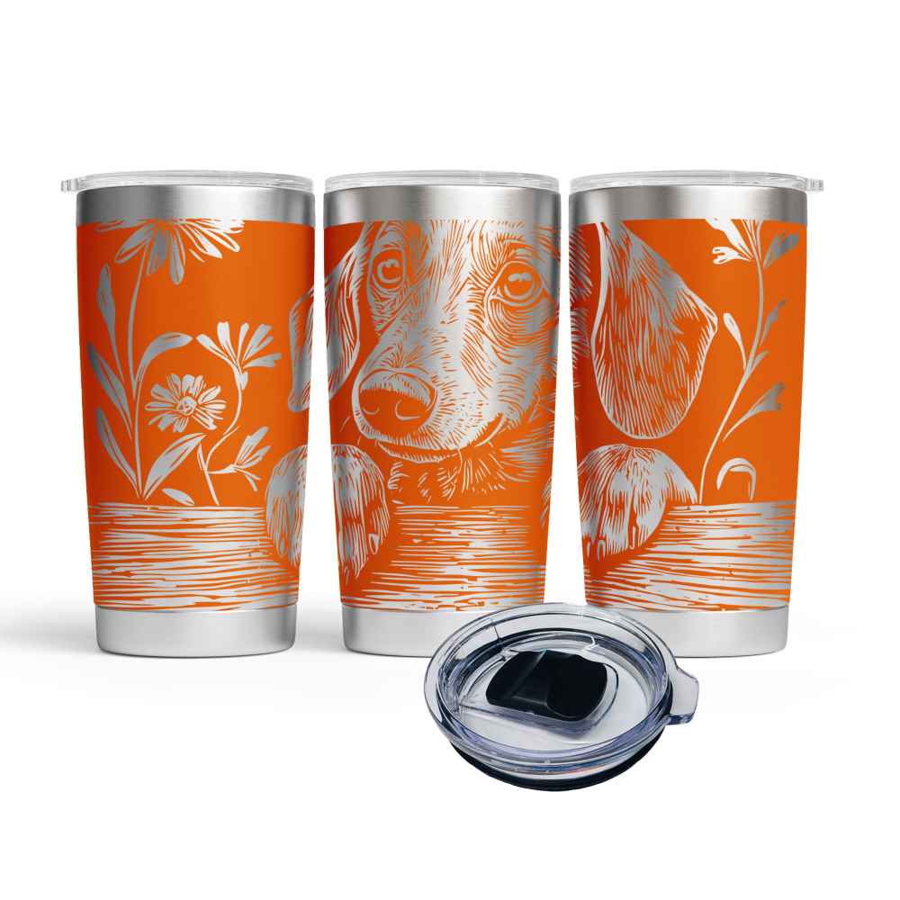 Engraved Peeking Dachshund Stainless Steel Tumbler