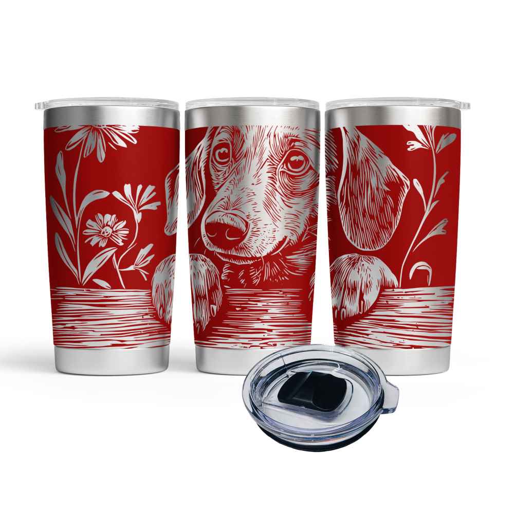 Engraved Peeking Dachshund Stainless Steel Tumbler