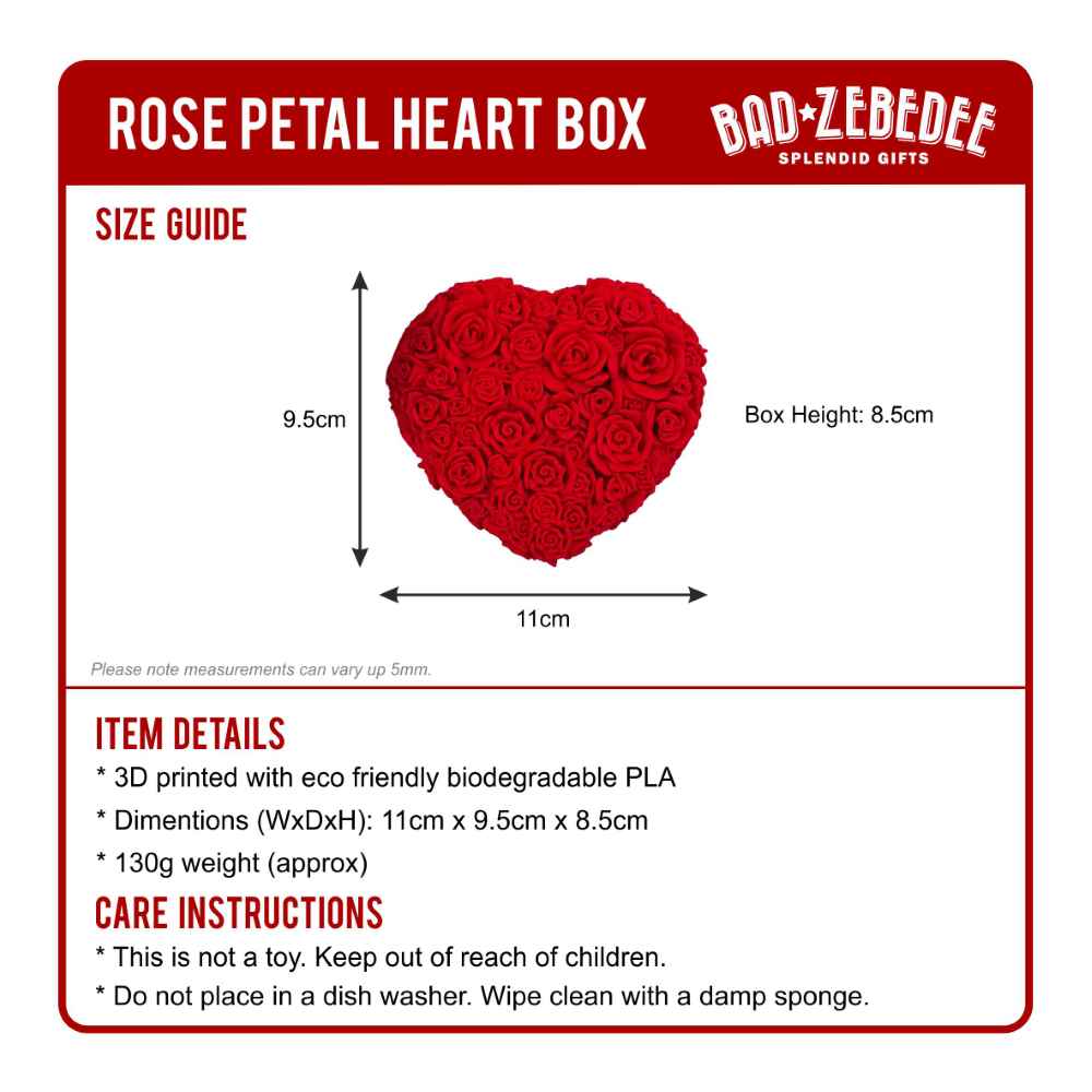 Rose Petal Heart Trinket Box