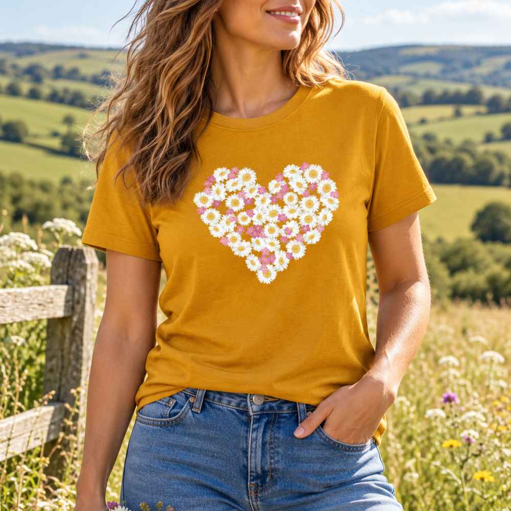 Daisy Heart Unisex Organic Cotton T-Shirt