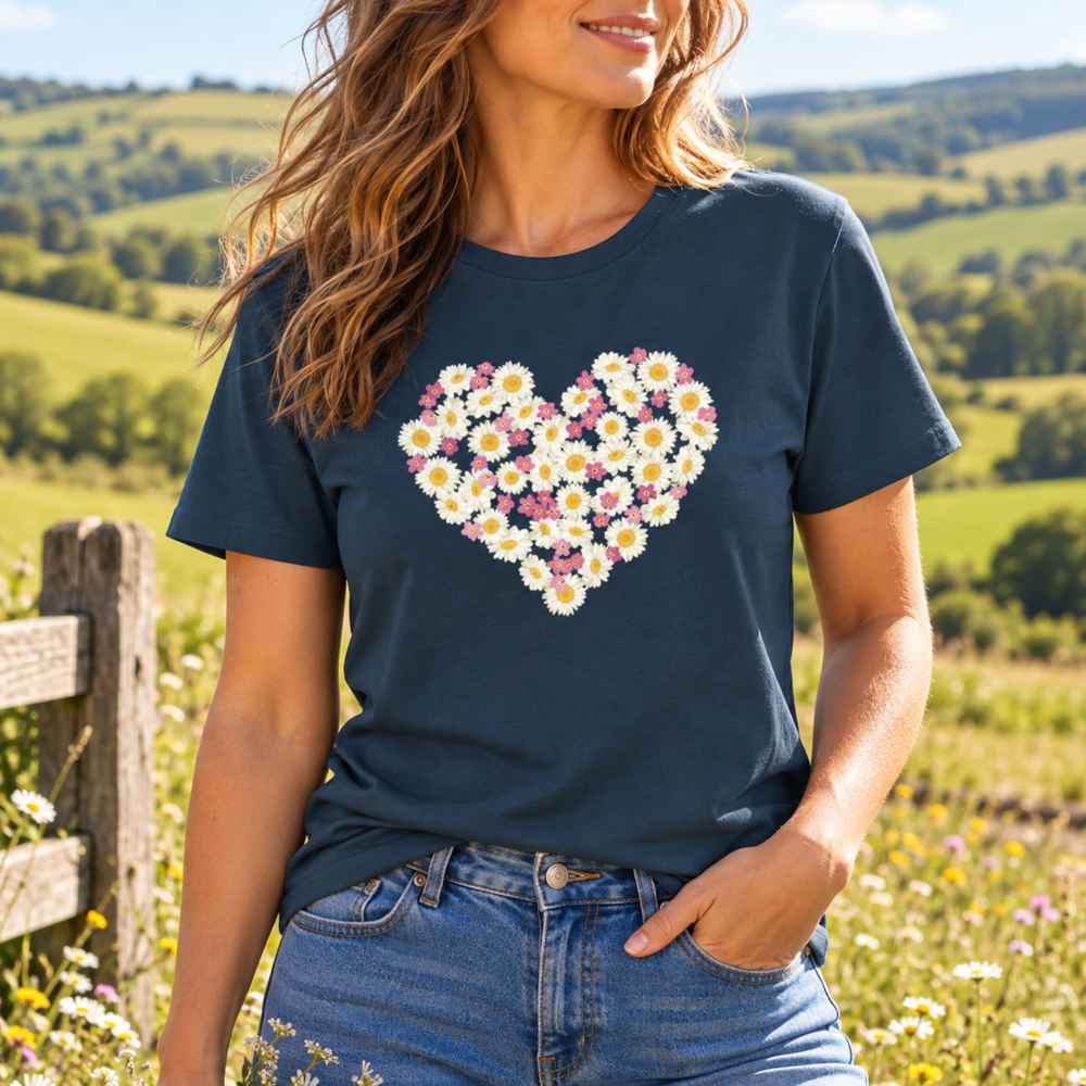 Daisy Heart Unisex Organic Cotton T-Shirt