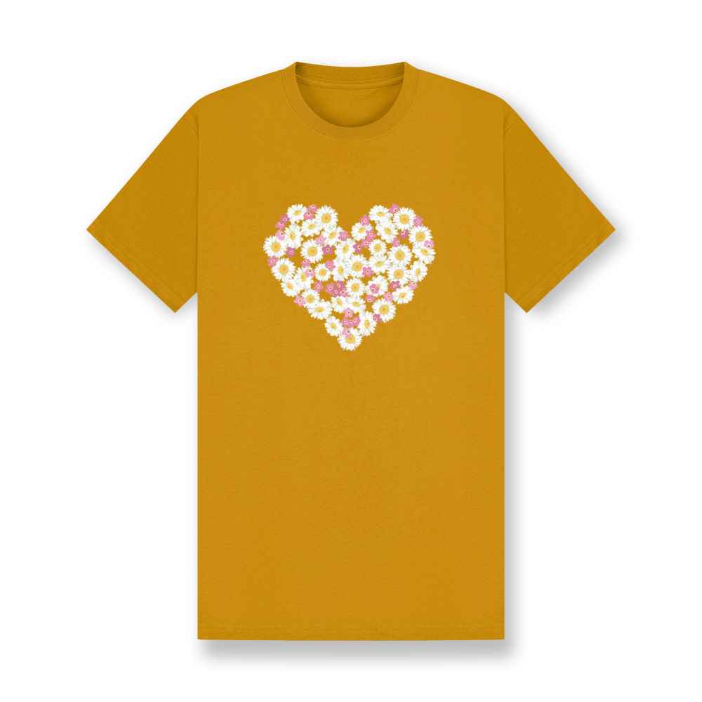 Daisy Heart Unisex Organic Cotton T-Shirt