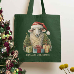 Vintage Christmas Sheep Organic Tote Bag