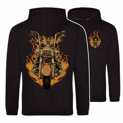 Flaming Biker Hoodie - Back Print