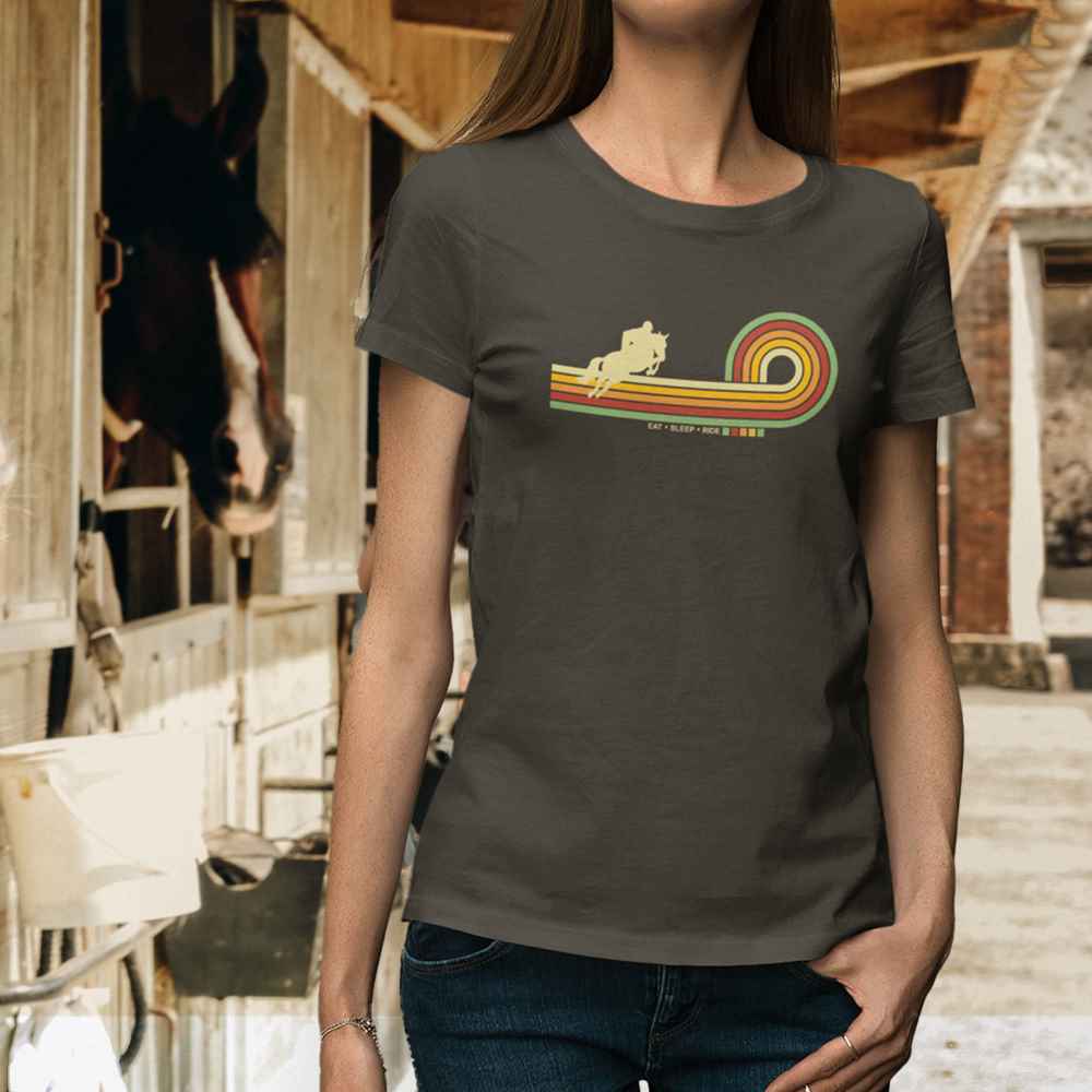 Women's Retro Lines Horse Ride T-Shirt