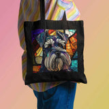 Stained Glass Schnauzer Tote Bag