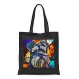 Stained Glass Schnauzer Tote Bag