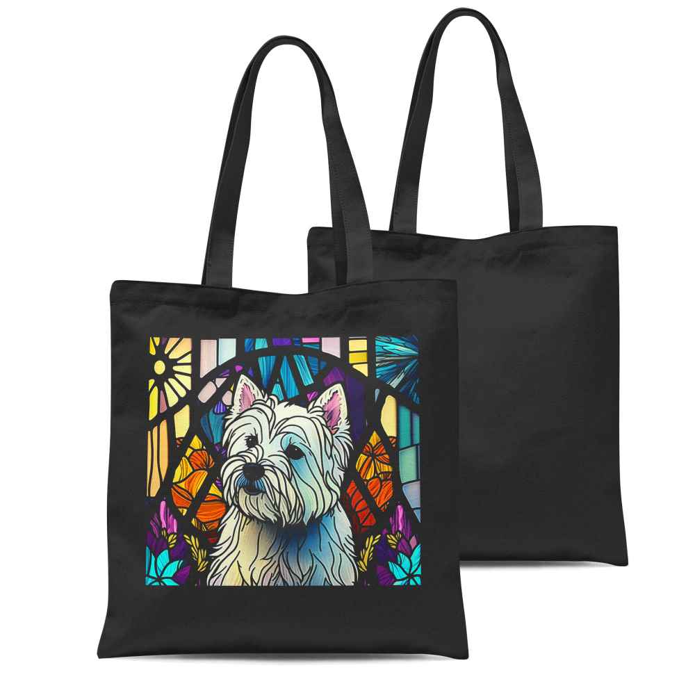 Stained Glass Westie Tote Bag