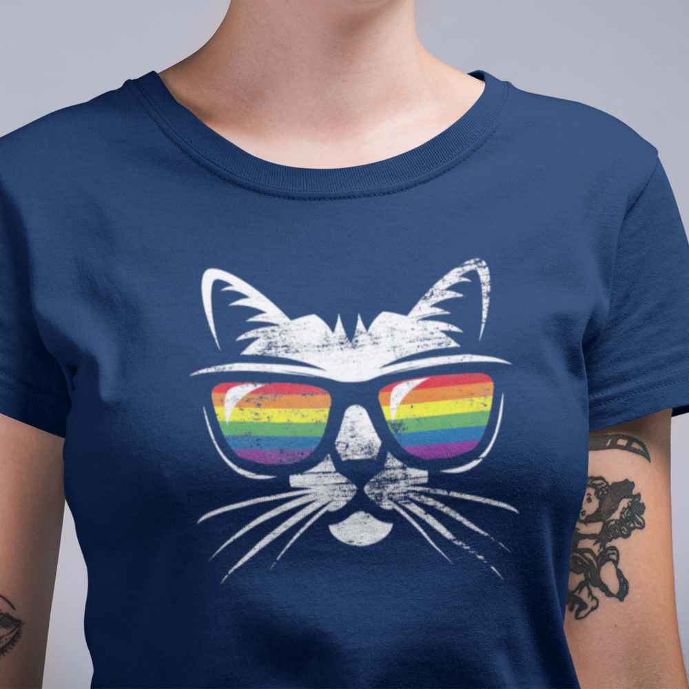 Rainbow Sunglasses Cat T-Shirt
